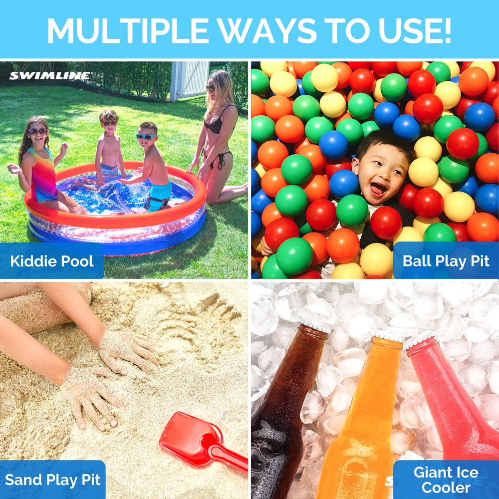 Sand pit setup using the Swimline Americana pool for creative outdoor fun.