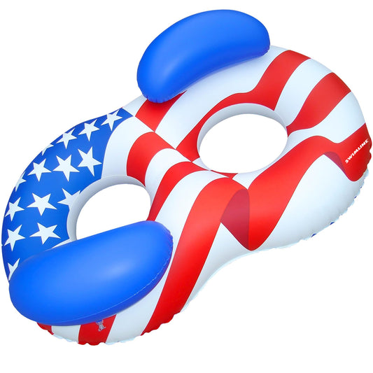 Swimline Americana Conversation Double Ring pool float for interactive social lounging.