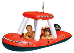 Swimline Fireboat Squirter pool toy front view showing two riders ready to splash