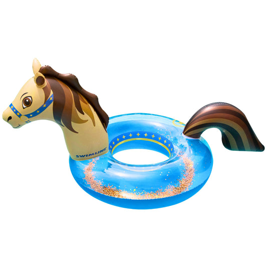 Swimline Glitter Hobby Horse pool ring full product view for lounging