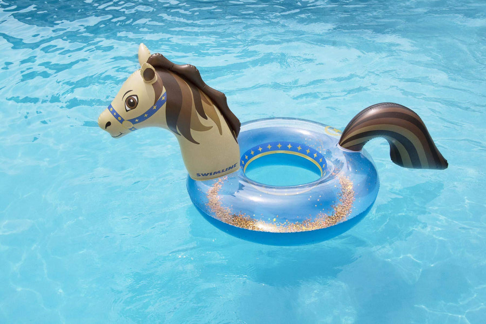 Swimline Glitter Hobby Horse pool ring glitter close-up showing sparkle