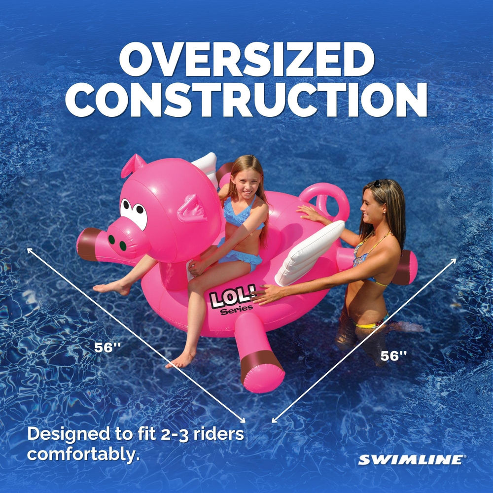 Swimline Original 90266 giant LOL pig float legs wings bolster stability for balanced lounging.