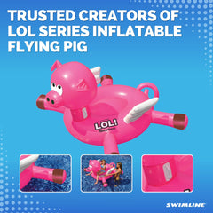 Swimline Original 90266 giant LOL pig float UV-resistant coating resists sun fade.