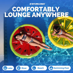 Durable vinyl detail on Swimline Watermelon Slice Floating Pool Island for long summers.