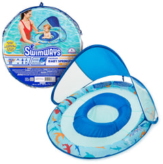 SwimWays Baby Spring Float Shark inflated shows stability and safe water introduction for curious toddlers.