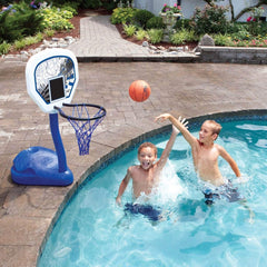 SwimWays Poolside Basketball base-stability keeps the hoop steady during games
