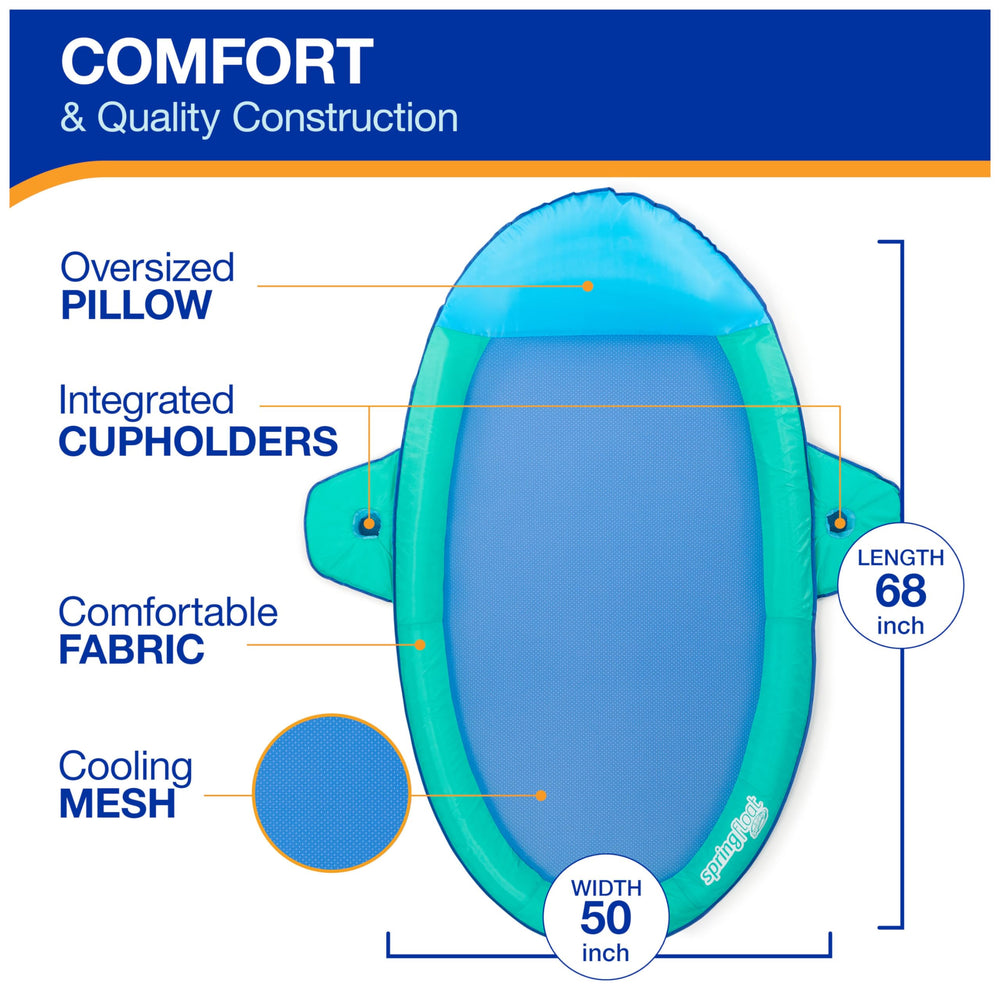 Oversized inflatable head pillow supports neck while sipping drinks on the water.