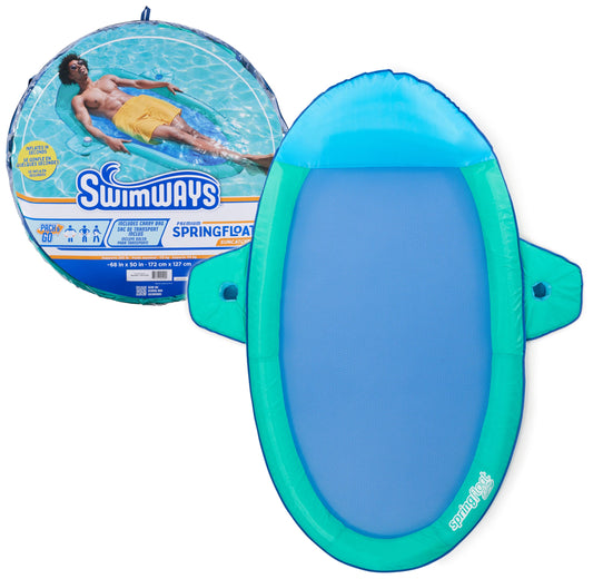 SwimWays Spring Float SunCatcher in use, cooling you while you lounge in the pool.