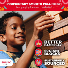 SWOOC giant block dimensions 7-inch blocks for dramatic sturdy tower building