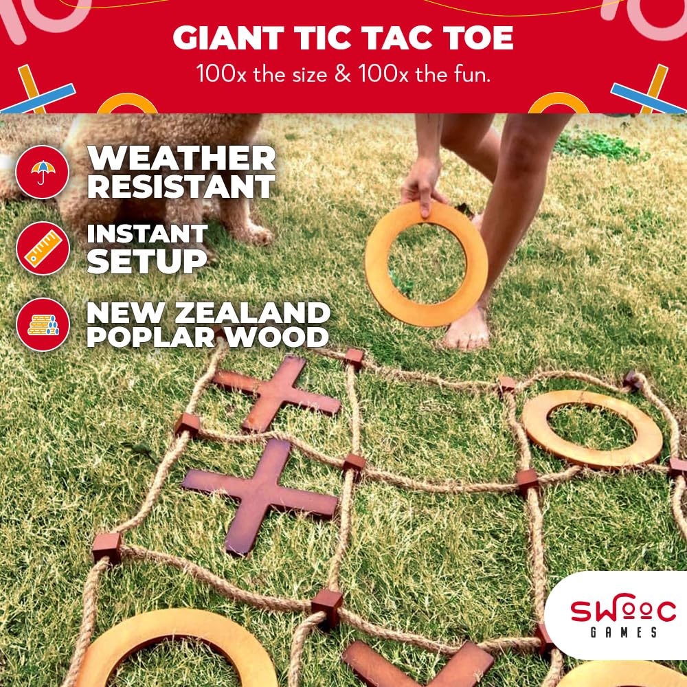 Close-up of SWOOC X and O pieces showing durability for outdoor games.