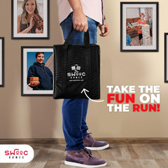 SWOOC portable storage bag enables quick setup and on-the-go play.