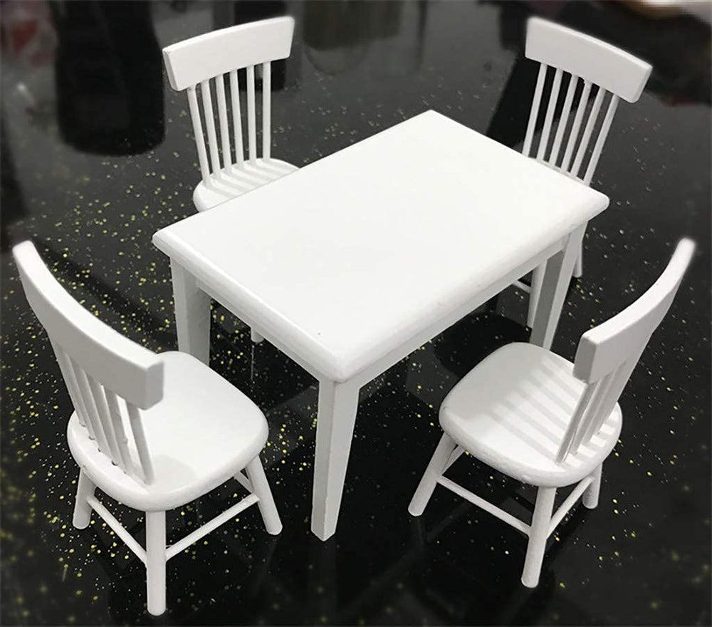 SXFSE 1:12 white dining table set for stylish tiny meals