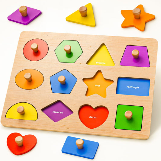 SYHLN wooden shape peg puzzle board fosters early learning and play