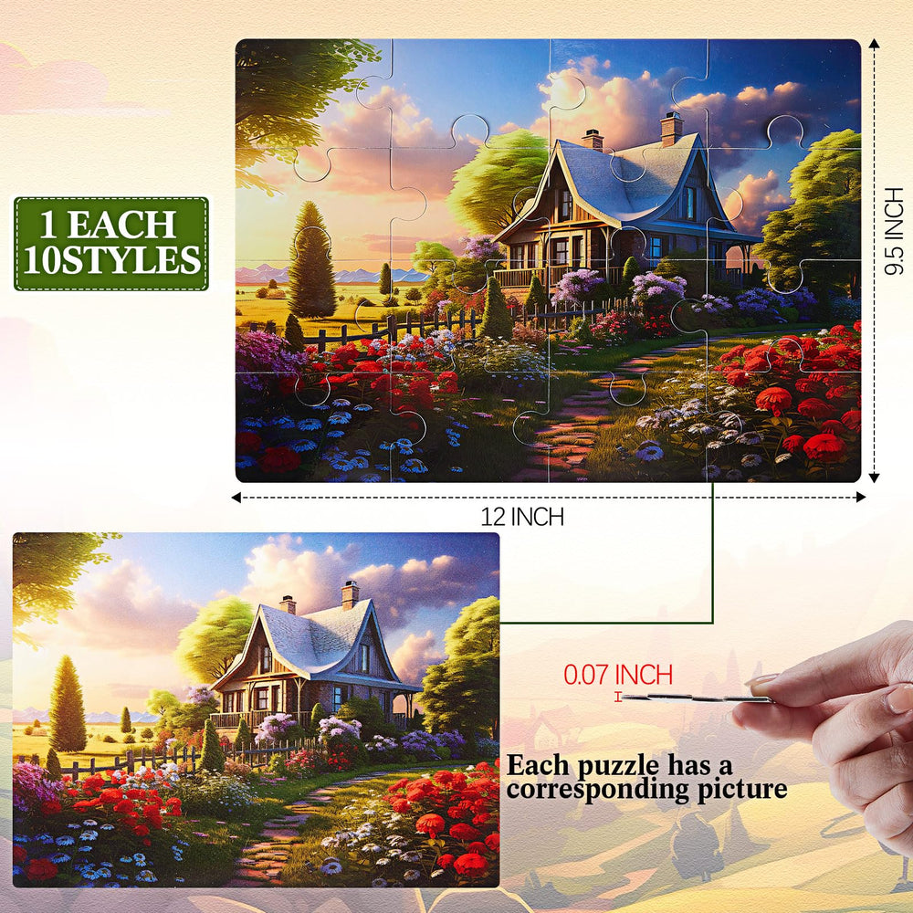 Syhood puzzle set with beaches imagery helps relaxation and mental stimulation in elderly care.