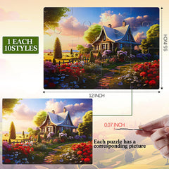 Syhood puzzle set with beaches imagery helps relaxation and mental stimulation in elderly care.