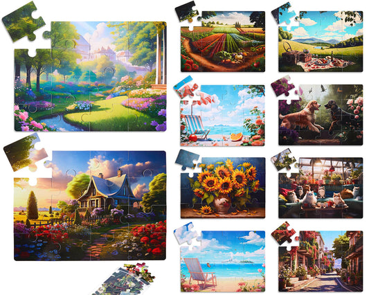 Syhood 10-pack large-piece puzzles featuring houses; supports memory and focus for seniors.