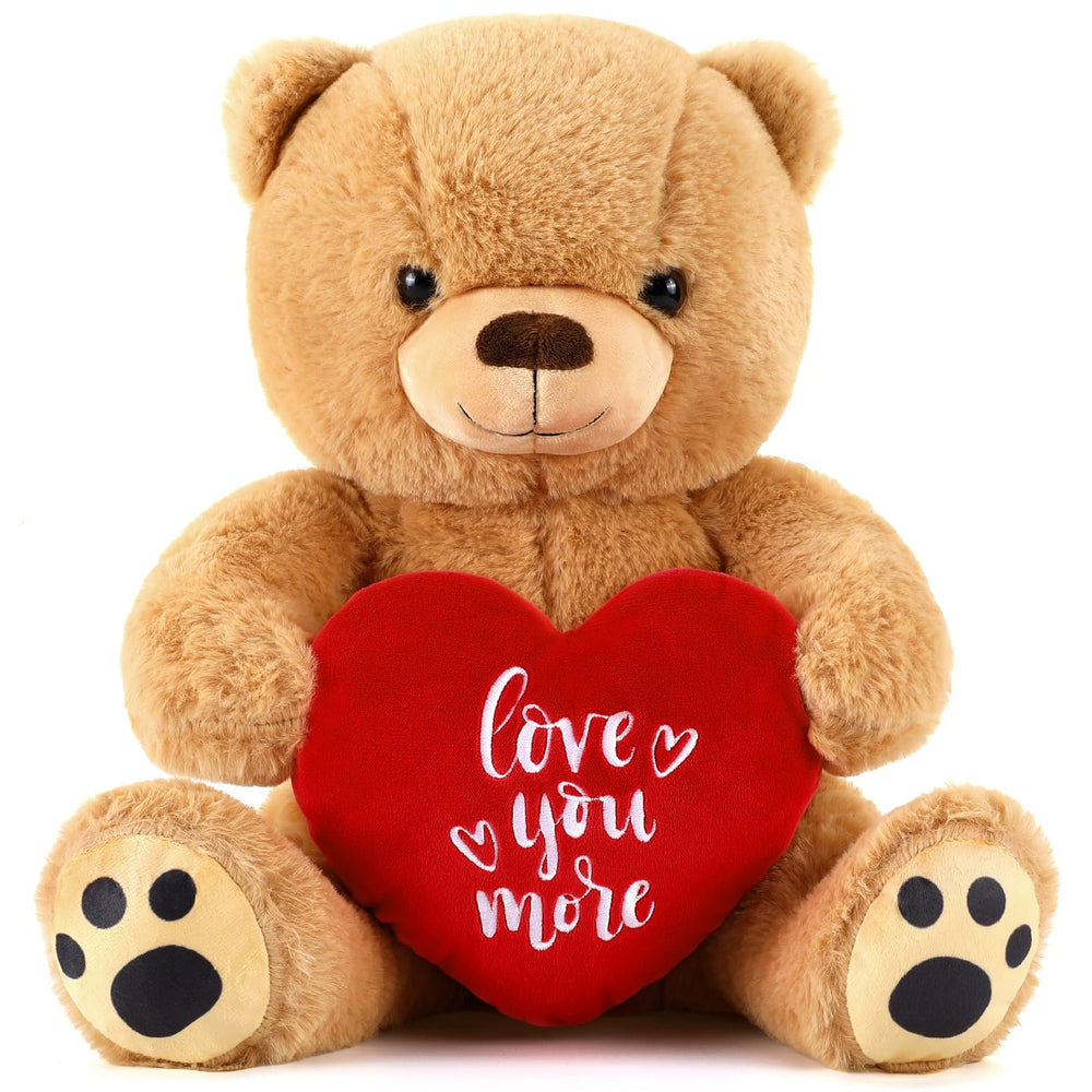 Syhood 12-inch Valentine’s plush bear with heart patch, ideal romantic gift for girlfriend