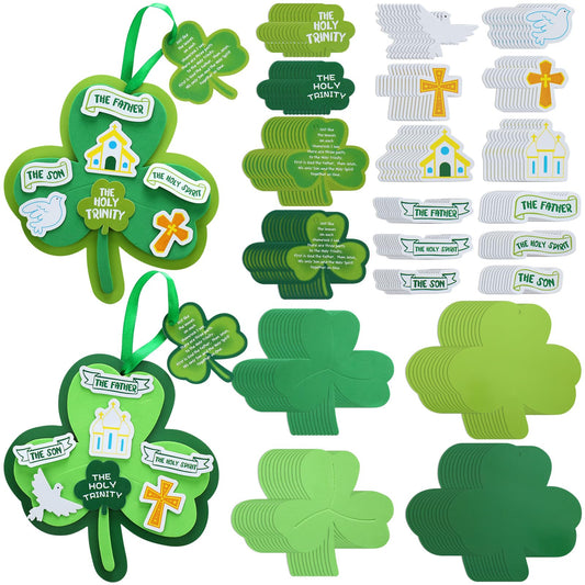Syhood 24-set Trinity Shamrock Craft Kit components for hands-on Bible crafts