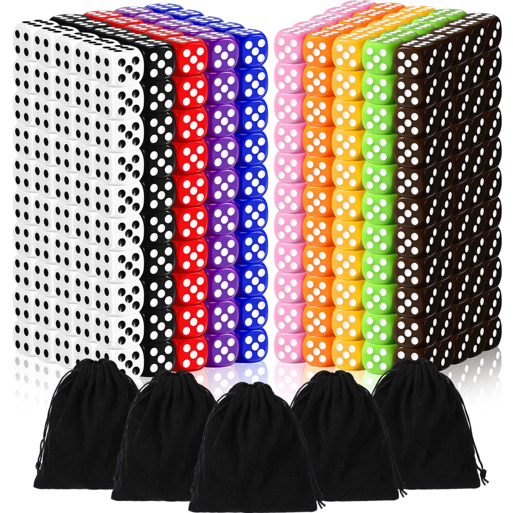 Syhood 500-piece dice set close-up showing durable acrylic dice for classroom and game night.