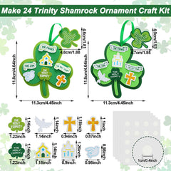 Syhood foam shamrock pieces ready to create a Trinity-themed craft