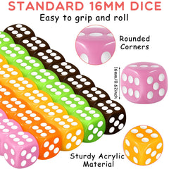 Syhood ten-color dice display highlighting vibrant hues for teaching math and probability.