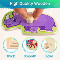 SYNARRY wooden rack keeps puzzle pieces neatly stored after playtime.