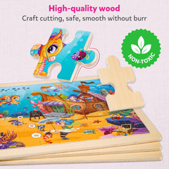 SYNARRY tea party wooden puzzle supports memory and fine motor skills during play.