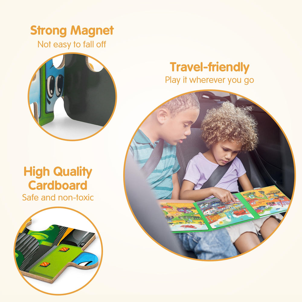 SYNARRY Vehicle Puzzles Thick Cardboard: durable construction for long-lasting play.