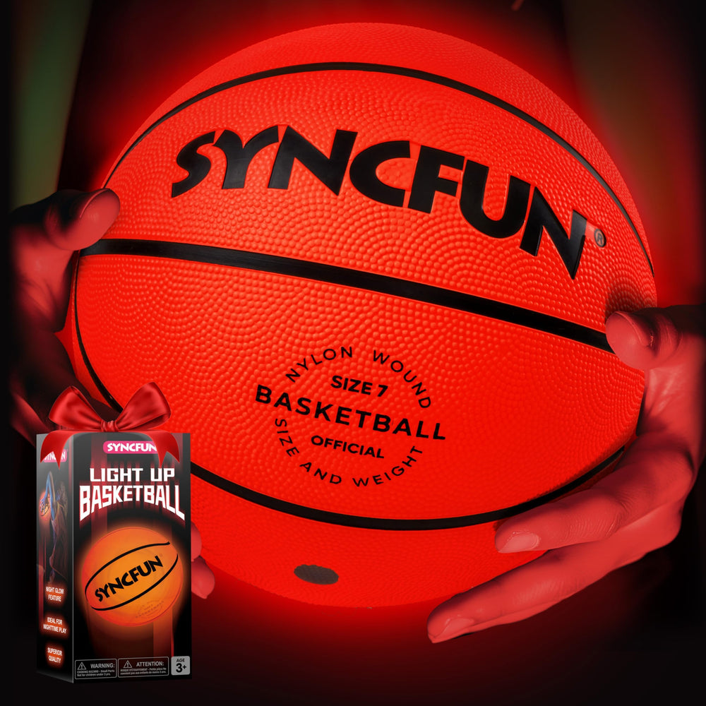 SYNCFUN Glow Basketball Size 7 shines on bounce for night play.