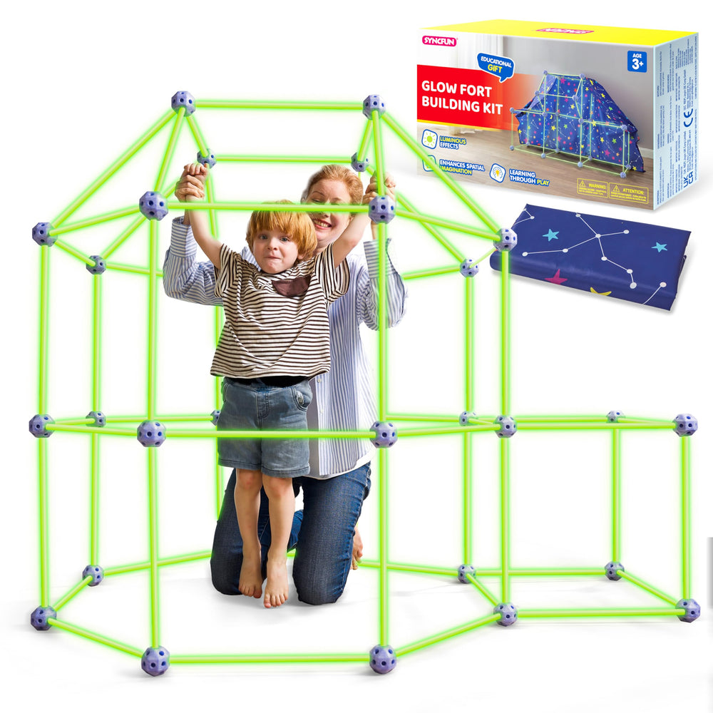 SYNCFUN Glow Fort 81-piece set for creative indoor play and constructive problem solving.