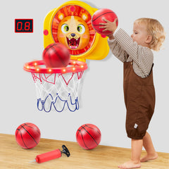 SYNCFUN mini basketball hoop with LED scoring for kids' play and learning numbers