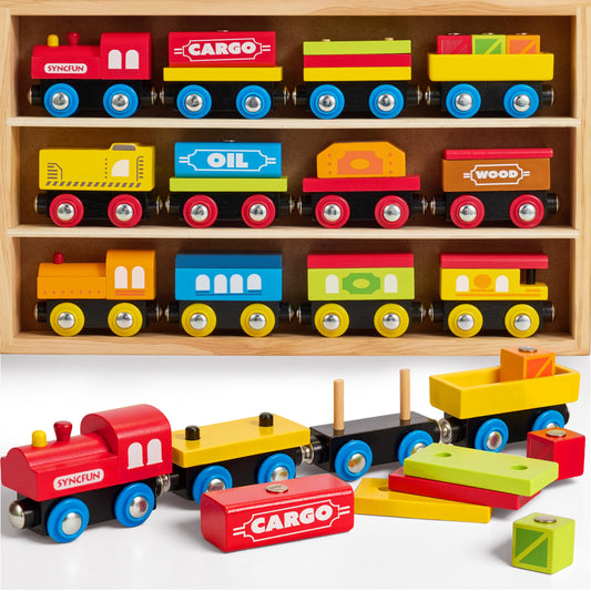 SyncFun Montessori train engine for imaginative play and fine motor development.