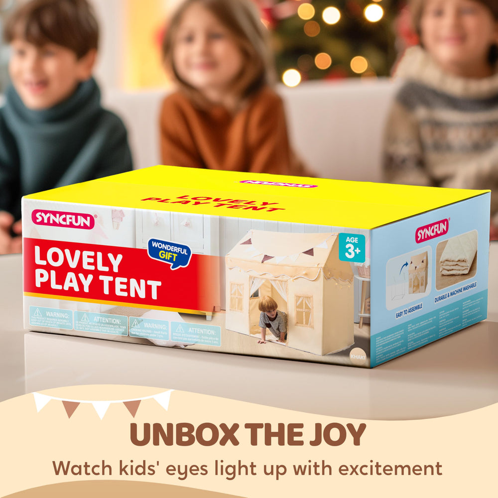 SYNCFUN spacious tent fits multiple children for group stories and games.