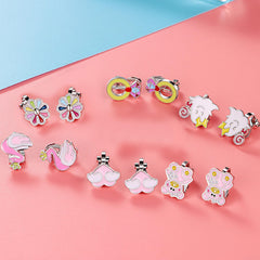 SYNLIN unicorn clip-on earrings for kids, playful look for everyday adventures