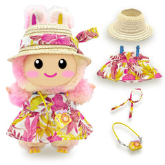 SZC&MFZ cute 17cm doll outfit set with pink dress and hat for imaginative play