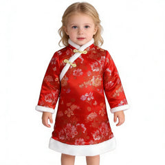 SZCQ baby girls Qipao dress red ideal for festive ceremonies