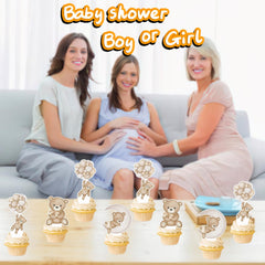 SZSHANN bear cupcake toppers on cards for themed celebrations