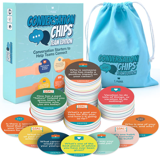 T MARIE Conversation Chips prompts spark meaningful conversations at meetings.