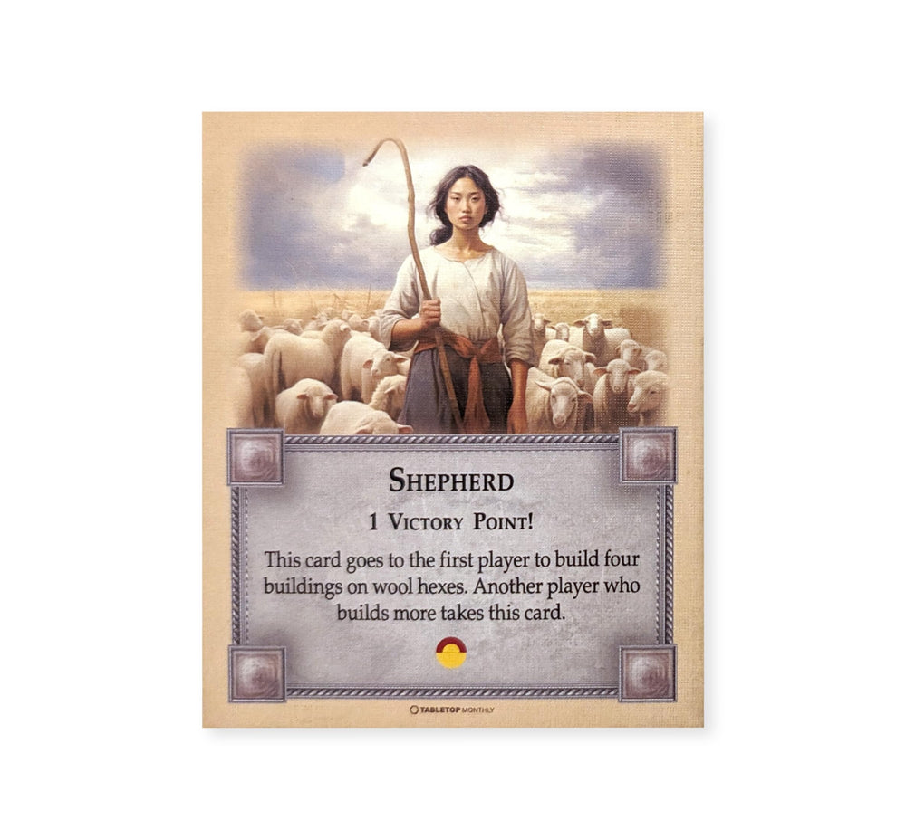 Tabletop Monthly compatibility badge confirms Catan integration for players.