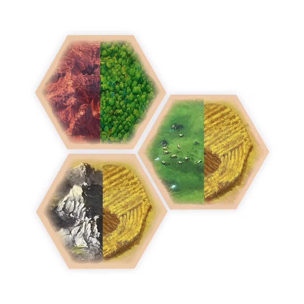 Tabletop Monthly split resource hex set for Catan offers durable replacements