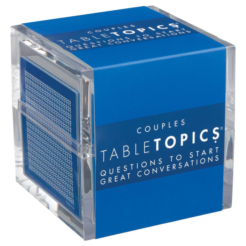 TableTopics Couples cards in a clear cube ready for cozy date-night conversations