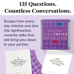 TableTopics Date Night cards spread on table spark intimate conversations.