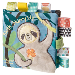 Taggies soft book cover with Molasses Sloth appliqué for cozy storytelling.