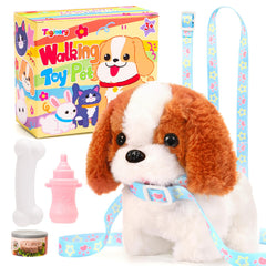 Tagitary plush dog toy in walking pose for imaginative play and companionship