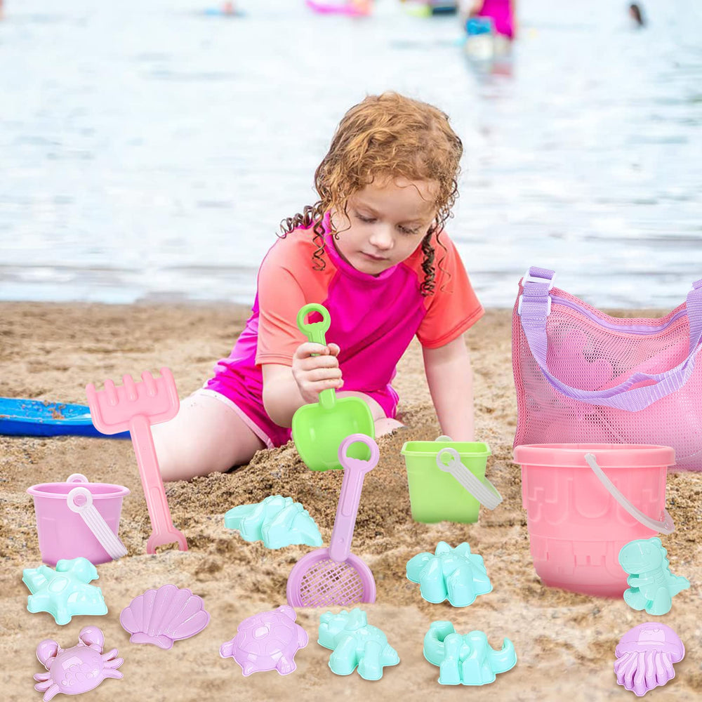 Tagitary seaside play set in bright colors enhances tactile exploration on beach trips.