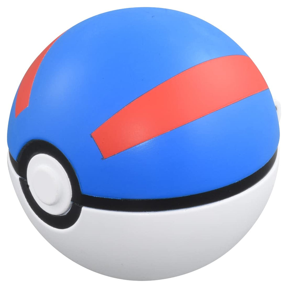 Pokémon MonColle Great Ball front view showing authentic Takara Tomy detailing for collectors.