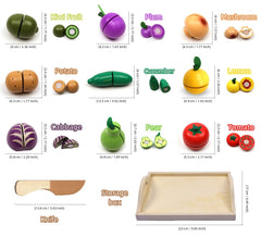 Take Me Away colorful wooden vegetable pieces encourage pretend cooking stories.