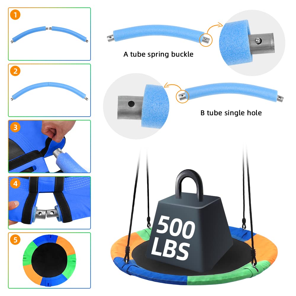 Take Me Away saucer tree swing seat close-up with foam padding