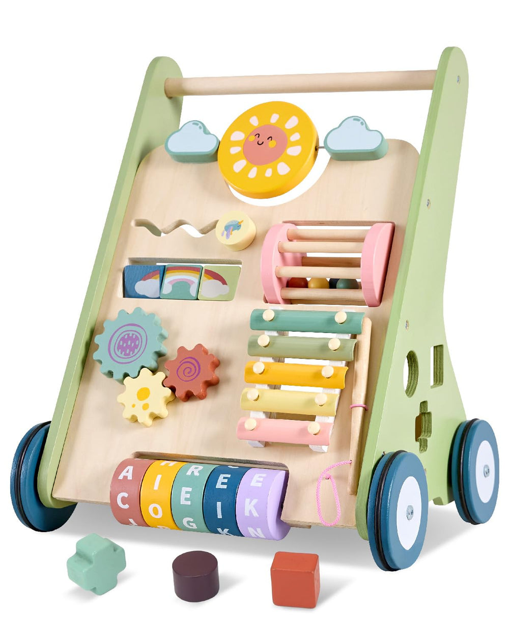 Takeeyce baby push walker wooden frame for first steps and engaging play