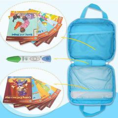 Taladad carrying-case LeapReader blue, inside pocket view keeps accessories neatly organized.